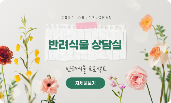 반려식물 프로젝트, 반려식물 상담실 2021년 8월 17일 오픈 자세히보기 클릭